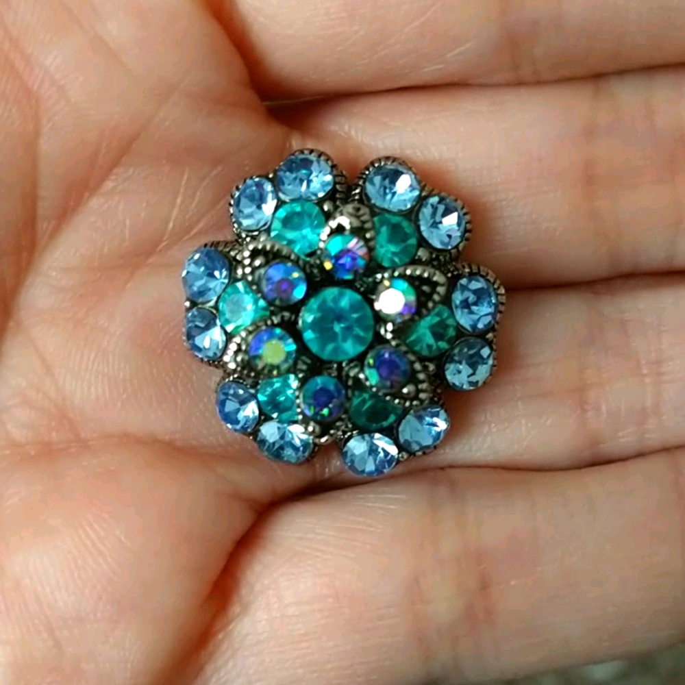 Vintage Crystal hair Pin Blue